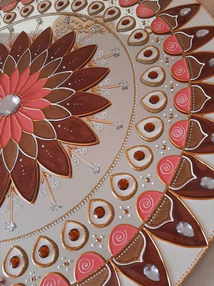 Espelho Decorativo Mandala de Parede Marrom Branco e Sê 50cm