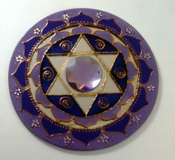 Espelho Estrela de Davi Violeta 15cm
