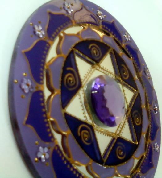 Espelho Estrela de Davi Violeta 15cm