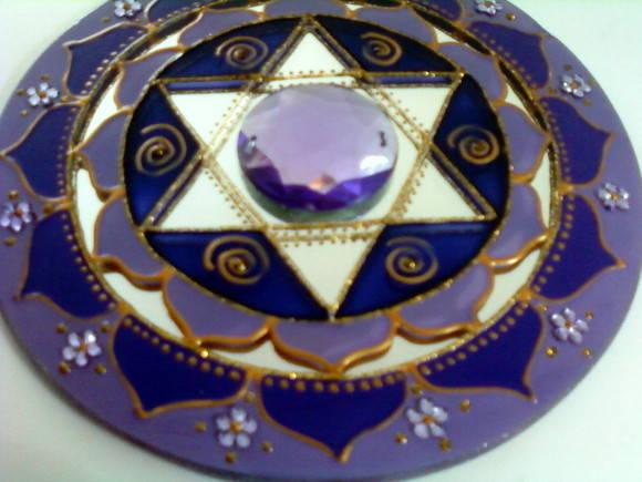 Espelho Estrela de Davi Violeta 15cm