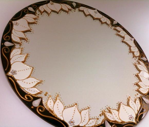 Espelho Flor de Lótus Branca 30cm