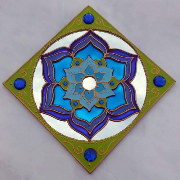Espelho Flor Azul 15cm