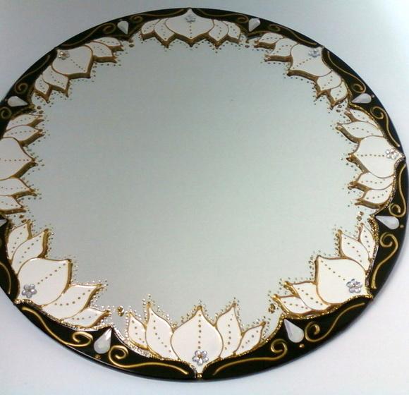 Espelho Flor de Lótus Branca 30cm