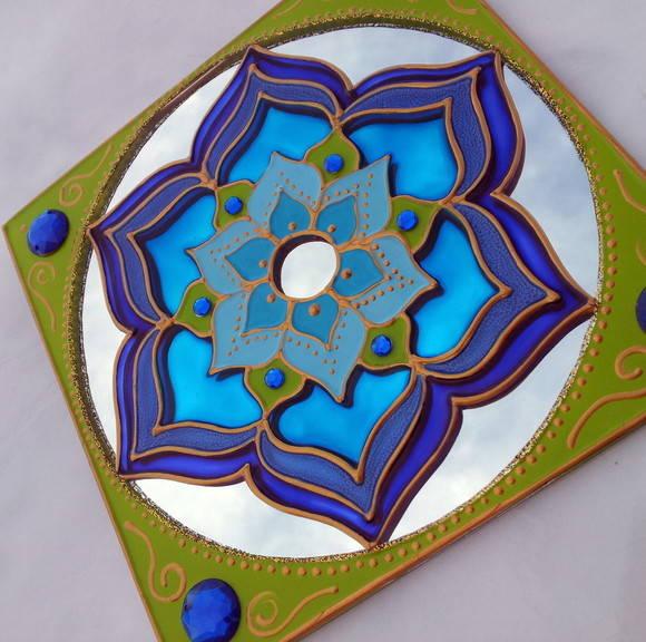 Espelho Flor Azul 15cm