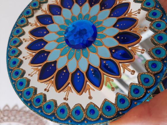 Espelho Mandala Azul 15cm