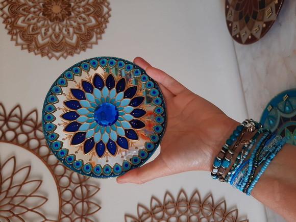 Espelho Mandala Azul 15cm