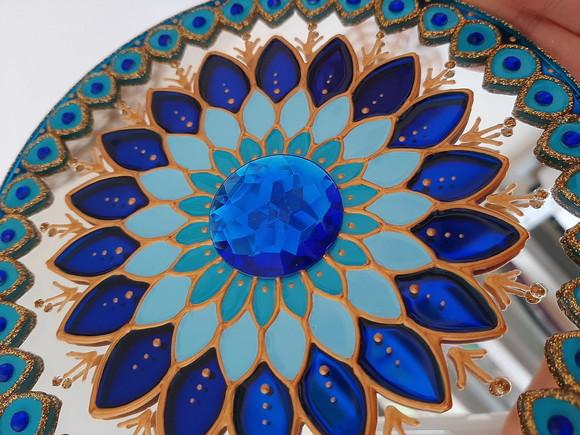 Espelho Mandala Azul 15cm