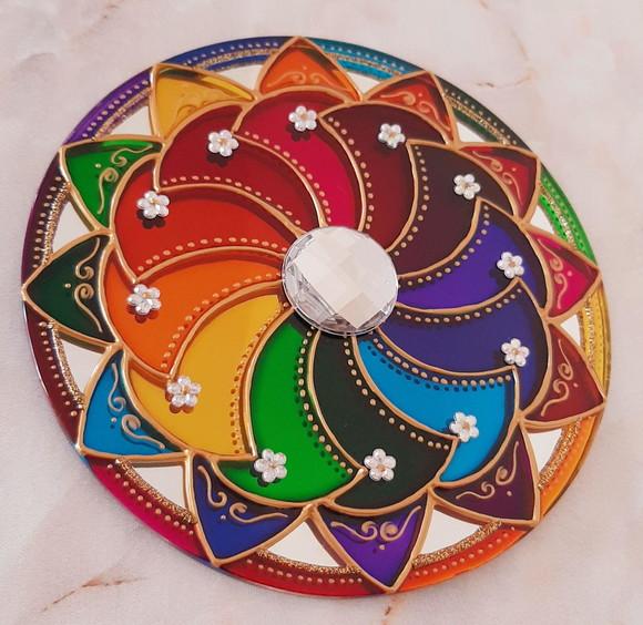 Espelho Mandala Colorida 15cm de Parede Dia das Mães