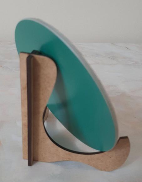 Espelho Mandala Chama Trina 12cm com Suporte de Mesa