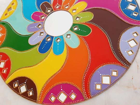 Espelho Mandala Colorida 35cm