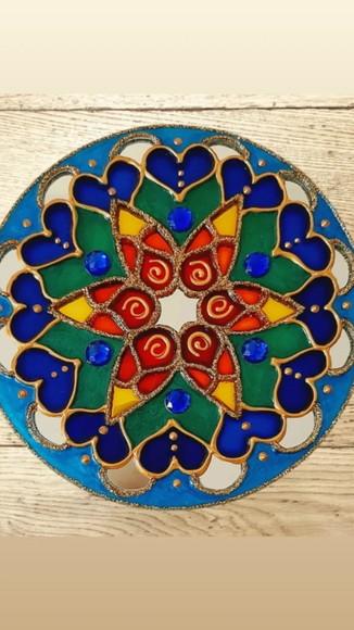 Espelho Mandala para Porta 12cm Azul