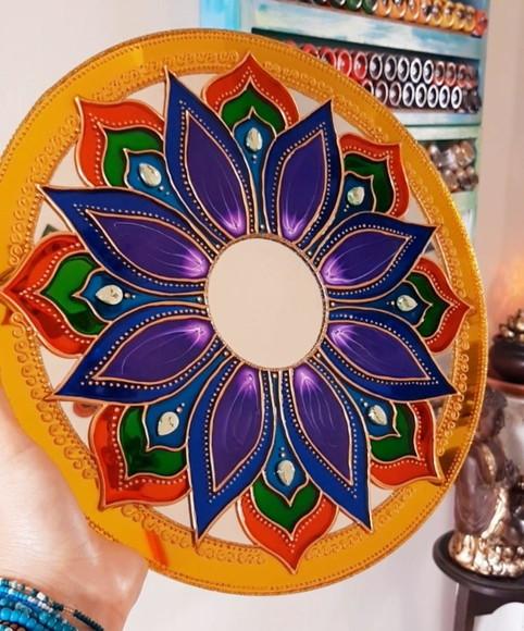 Espelho Mandala Vibrante 30cm