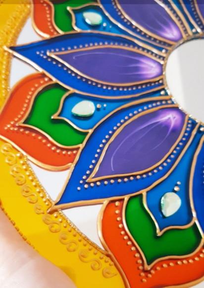 Espelho Mandala Vibrante 30cm