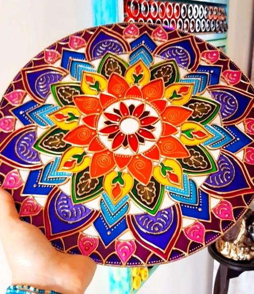 Espelho Mandala Vibrante 30cm Feng Shuí