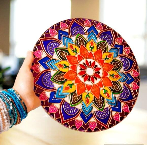 Espelho Mandala Vibrante 30cm Feng Shuí