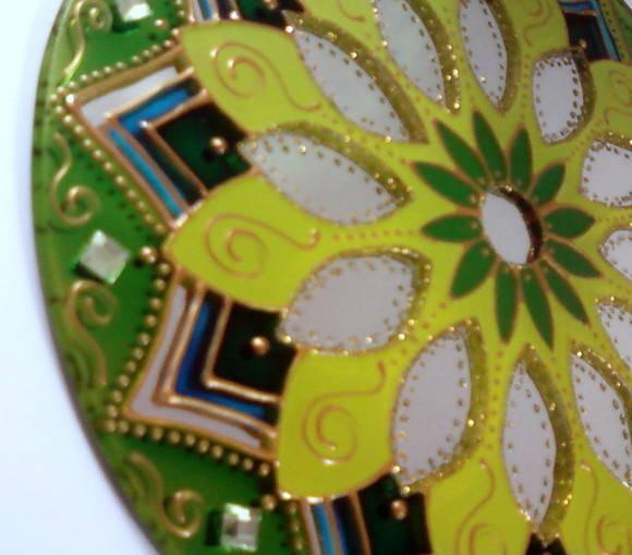 Espelho Mandala Vitral Verde 20cm