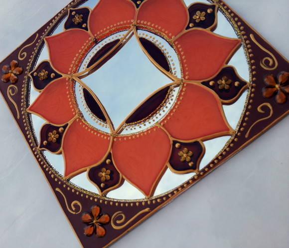 Espelho Marrom e Laranja 15cm