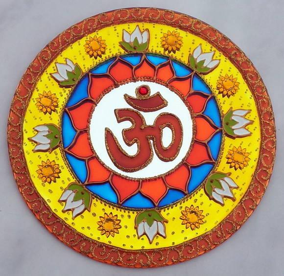 Espelho Om Flor de Lótus Prosperidade 20cm