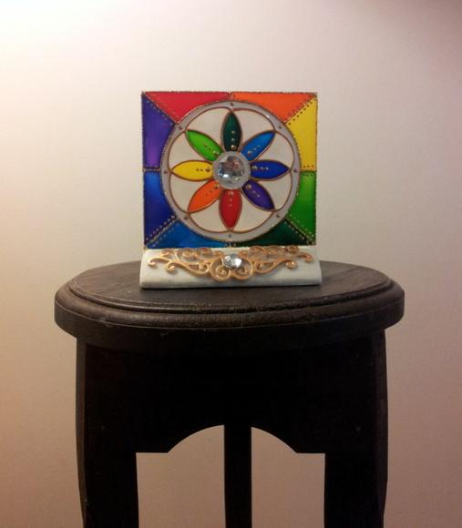 Luminária de Mesa com Vela (mandala Flor) Dia das Mães