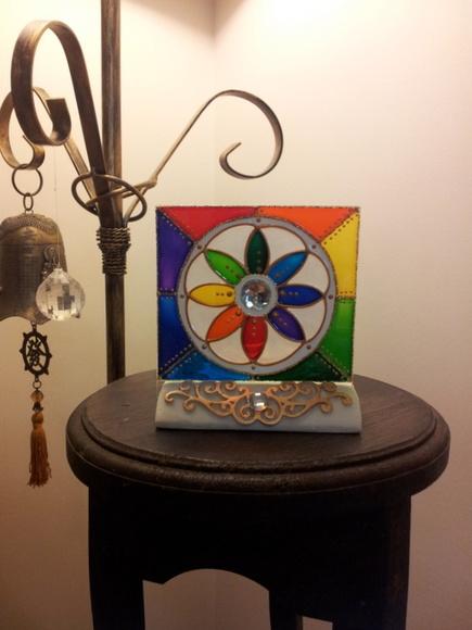 Luminária de Mesa com Vela (mandala Flor) Dia das Mães