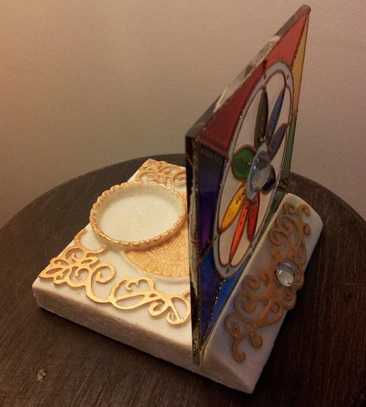 Luminária de Mesa com Vela (mandala Flor) Dia das Mães