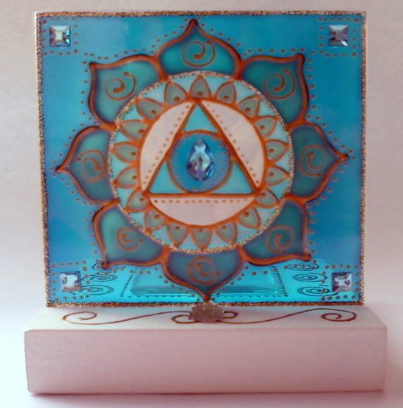 Luminária Vitral Azul Turquesa