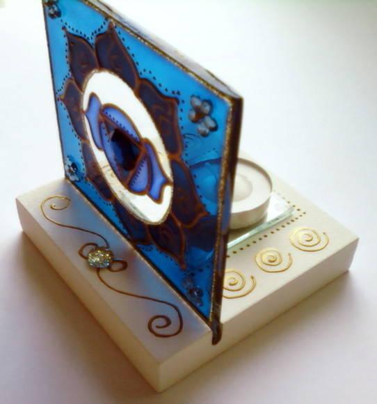 Luminária Vitral Azul Índigo