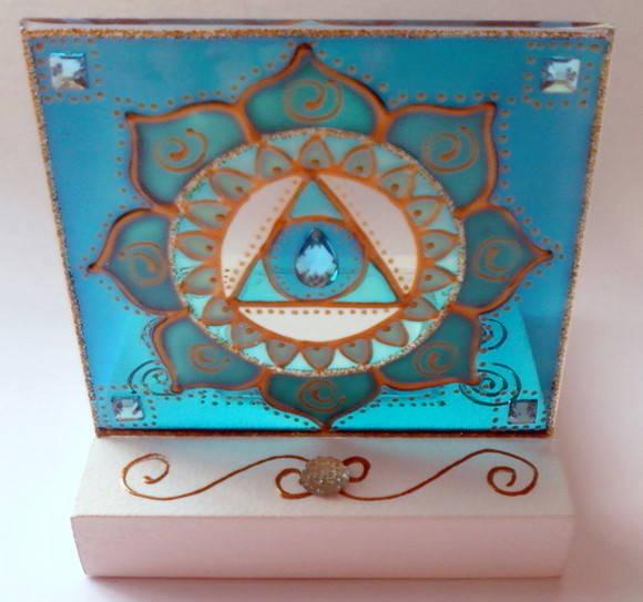 Luminária Vitral Azul Turquesa