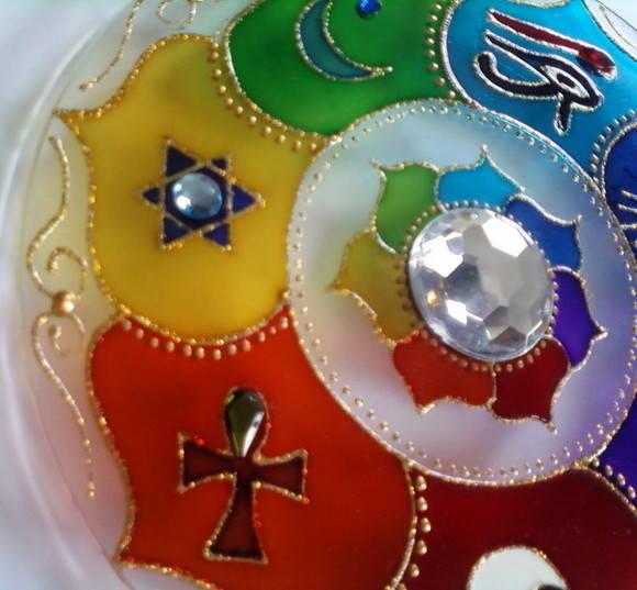 Mandala 7 Amuletos 20cm em Vidro