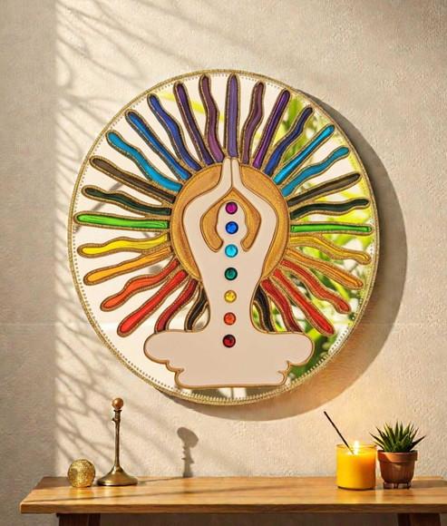 Mandala 7 Chakras em Espelho de 20cm