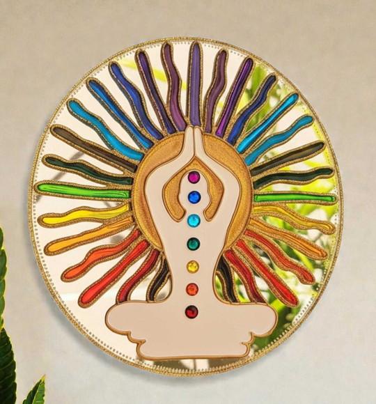 Mandala 7 Chakras em Espelho de 20cm