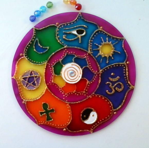 Mandala 7 Amuletos em Acrílico 15cm