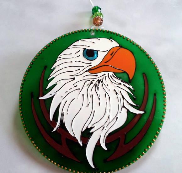 Mandala Águia Fundo Verde 20cm
