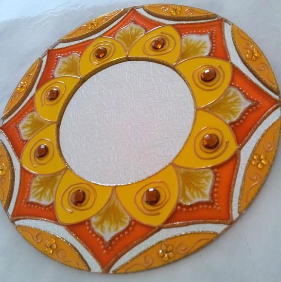 Mandala Amarela Espelho 30cm