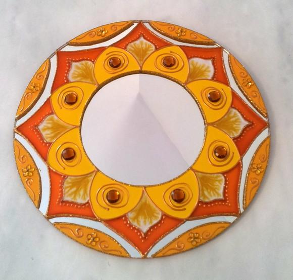 Mandala Amarela Espelho 30cm