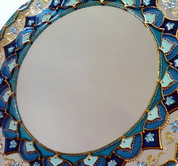 Mandala Azul em Espelho 30cm - Modelo 1