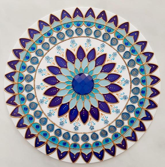 Mandala Azul em Acrílico de 25cm