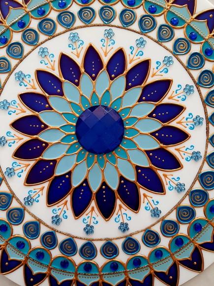 Mandala Azul em Acrílico de 25cm