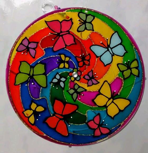 Mandala Borboletas Coloridas 15cm