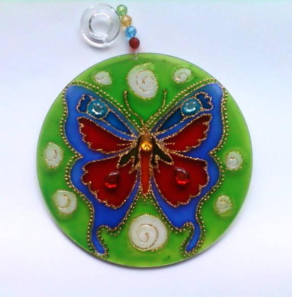 Mandala Borboleta Azul 15cm