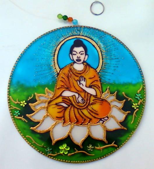 Mandala Buda 20cm Vidro