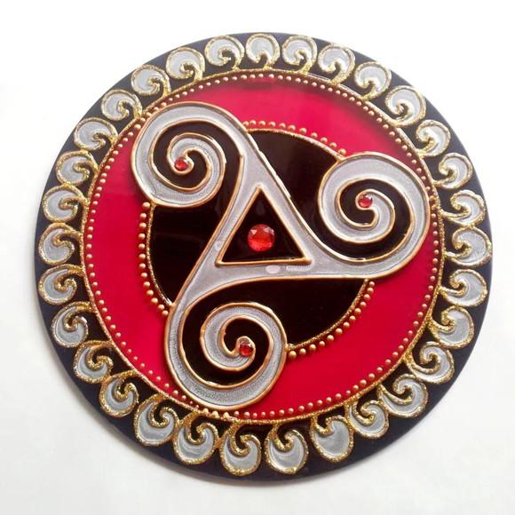 Mandala Celta Triskle em Vidro 20cm