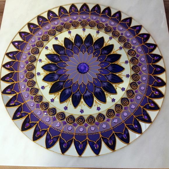 Mandala Chama Violeta em Espelho de 50cm