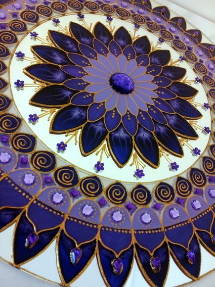 Mandala Chama Violeta em Espelho de 50cm