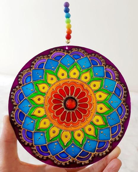 Mandala Colorida Acrílico 15cm Dia das Mães