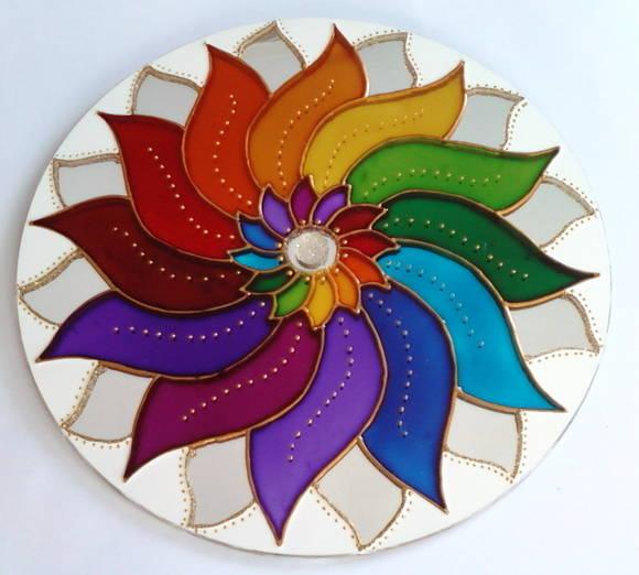 Mandala Colorida em Espelho 20cm