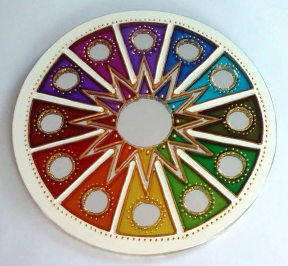 Mandala Colorida em Espelho de 15cm