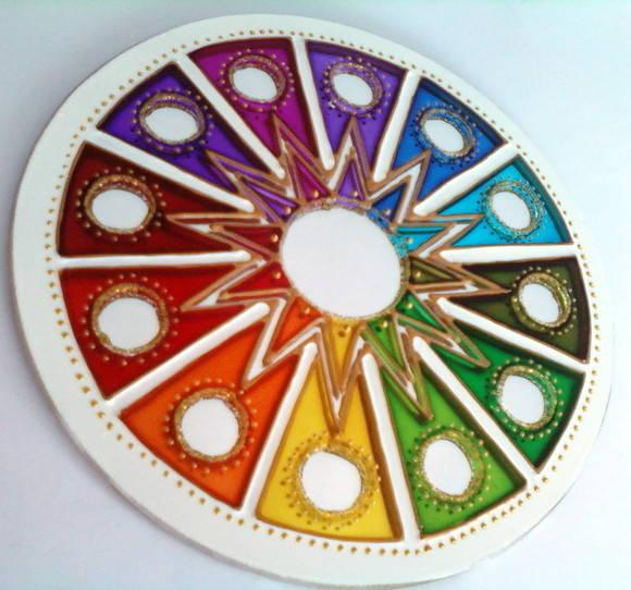 Mandala Colorida em Espelho de 15cm