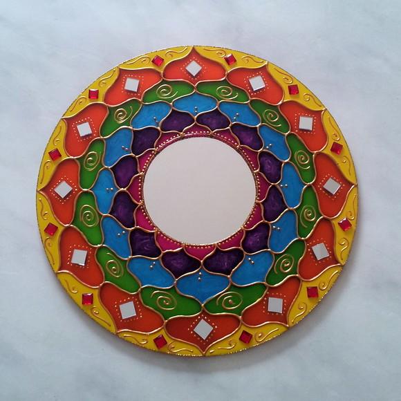 Mandala Colorida Energética 30cm Espelho