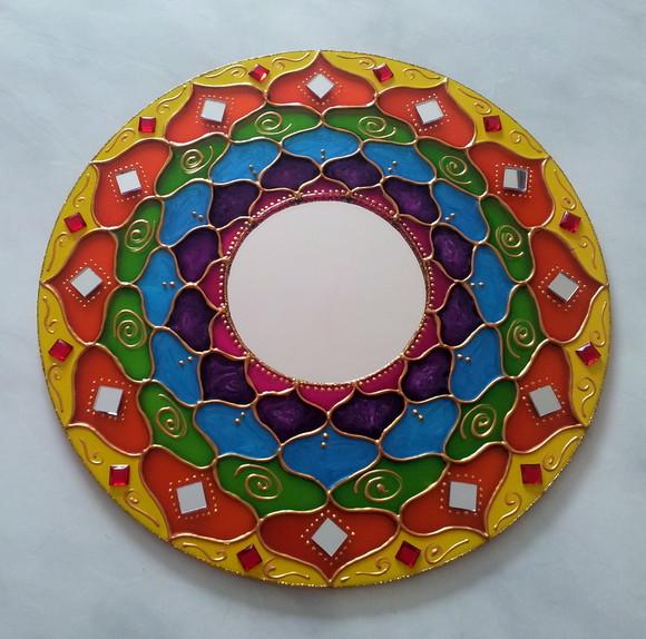 Mandala Colorida Energética 30cm Espelho